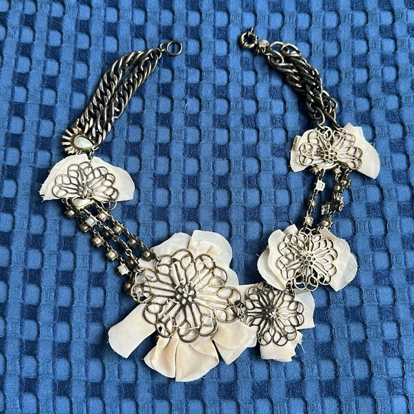 JCrew Elegant Floral Necklace with Crystal Accents - Picture 4 of 5